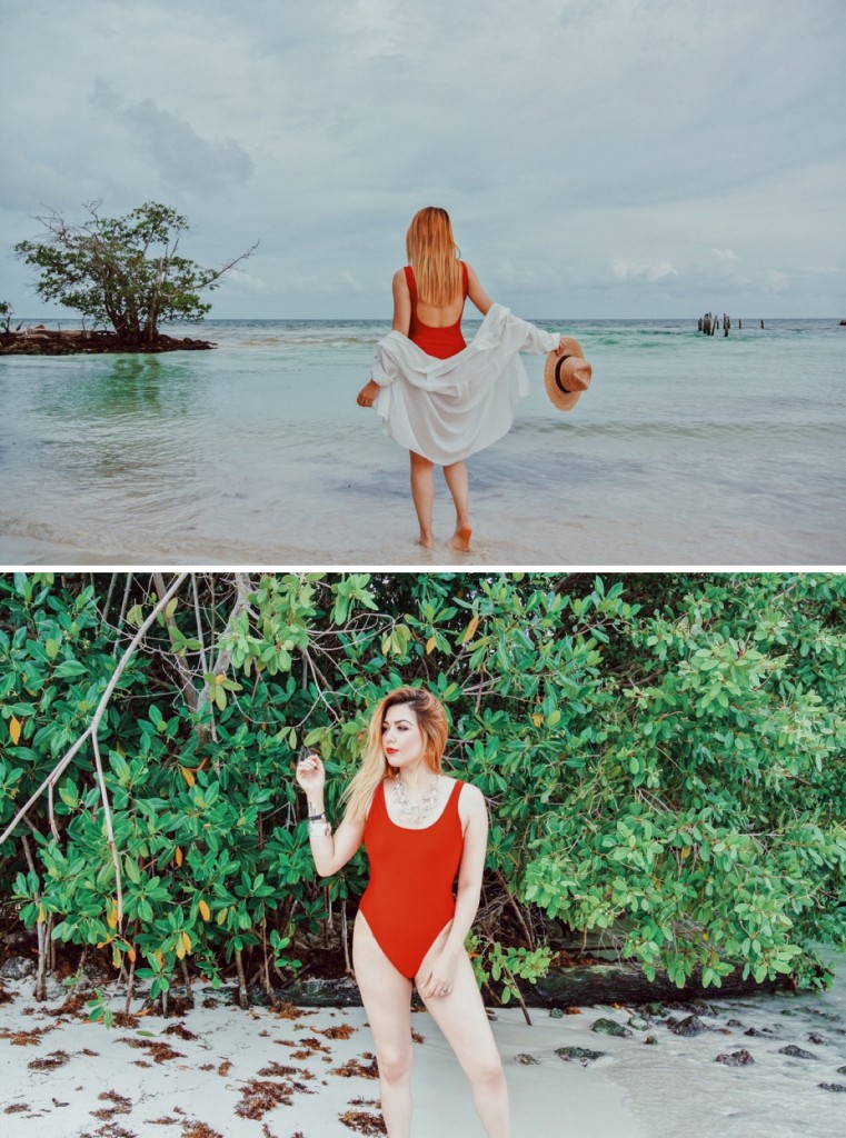 Anette Morgan Vegan Mexican Blogger Red Swimsuit Beach 5